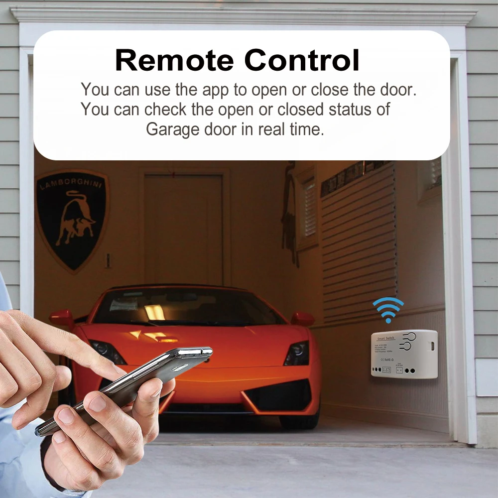 EWelink Smart WiFi Garage Door Opener Relay Switch DC12V 24V AC220V WirelessRemote Control 1CH Alexa Googole Home Voice Control
