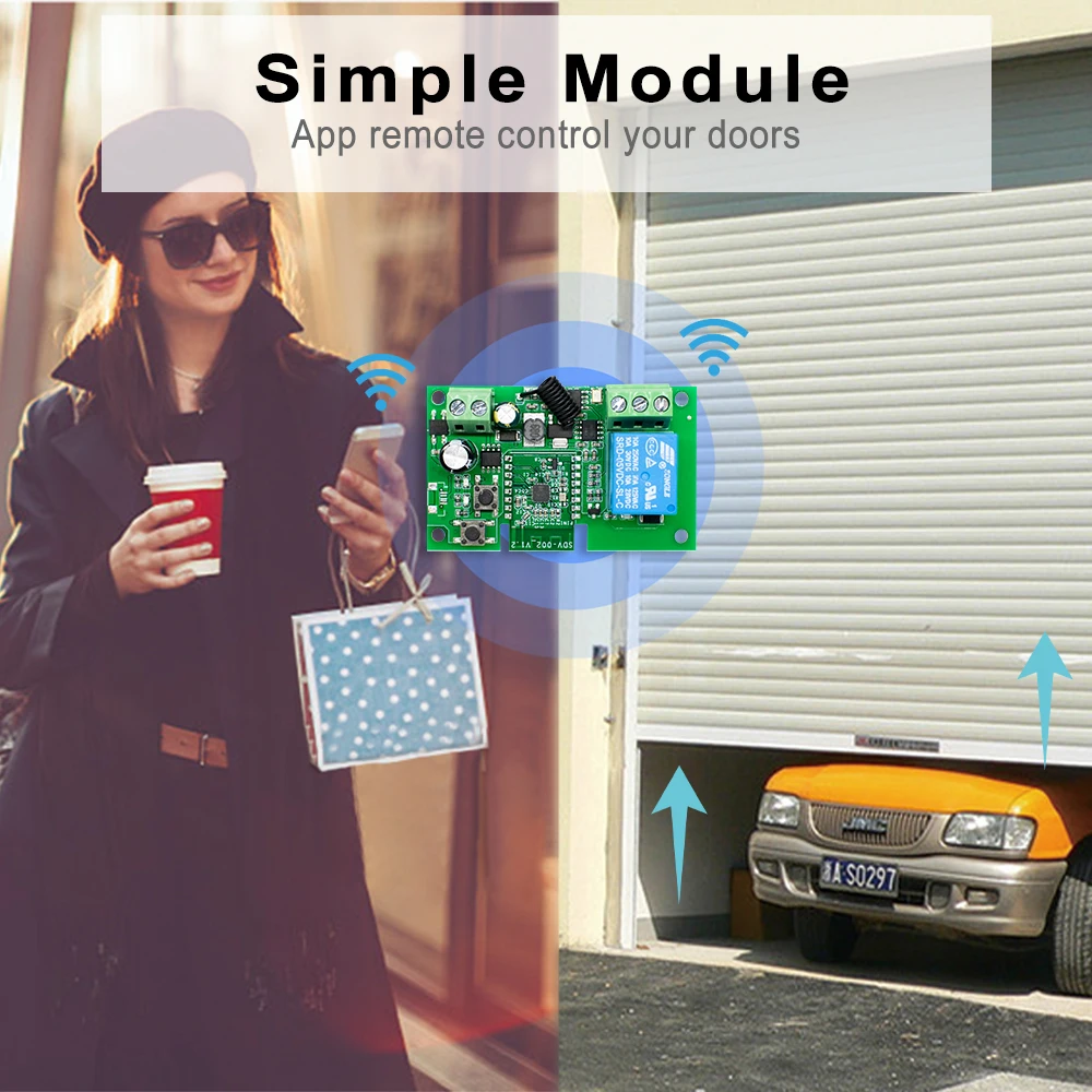 EWelink Smart WiFi Garage Door Opener Relay Switch DC12V 24V AC220V WirelessRemote Control 1CH Alexa Googole Home Voice Control