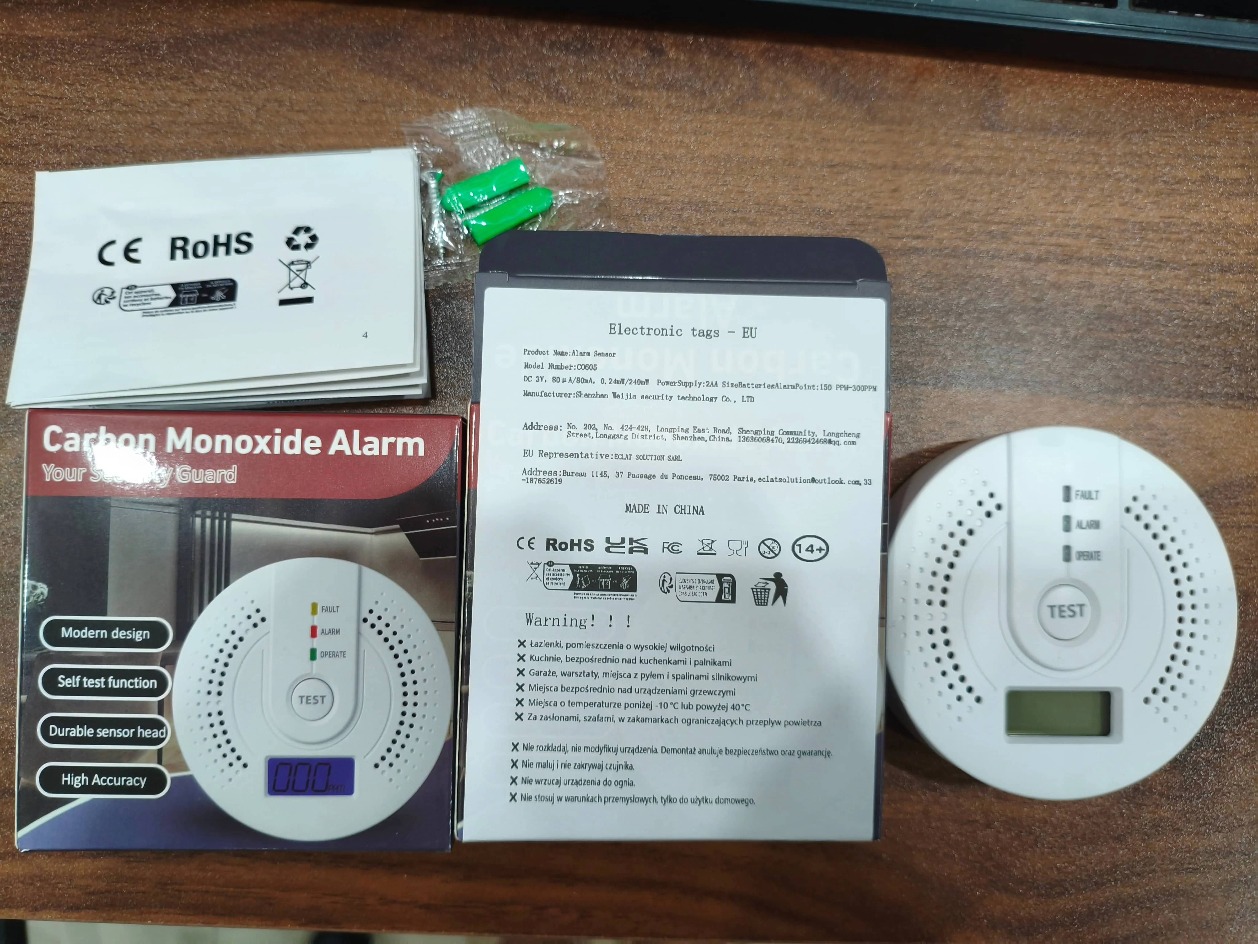 Independent CO Alarm Sensor Carbon Monoxide Alarm Detector High Sensitive Warning LCD Display CO Alarm With UL2034