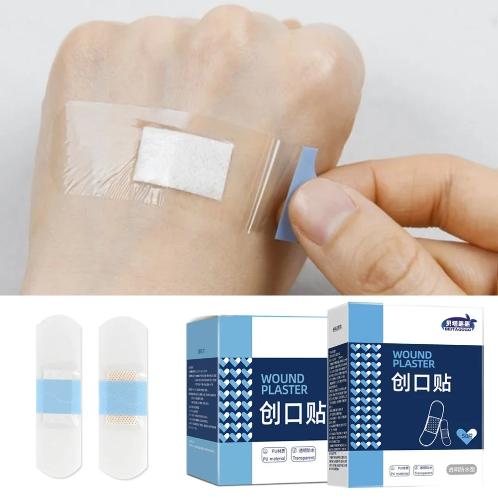 50/120Pcs Transparent Invisible Adhesive Wound Plaster Waterproof Medical Anti-Bacteria Band Aid Bandages Home Travel First Kit