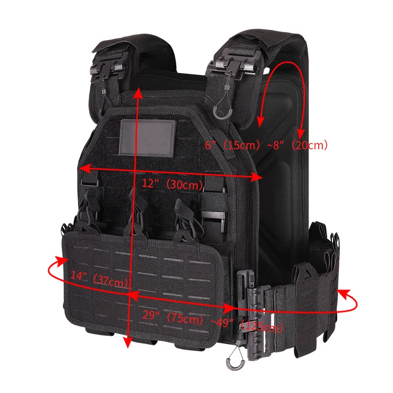 YAKEDA Tactical Vest 6094 Fast Detachable Light Laser Cut Outdoor Hunting Black Gear Carry Vest of High Quality 1000D Nylon