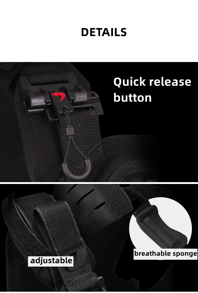 YAKEDA Tactical Vest 6094 Fast Detachable Light Laser Cut Outdoor Hunting Black Gear Carry Vest of High Quality 1000D Nylon