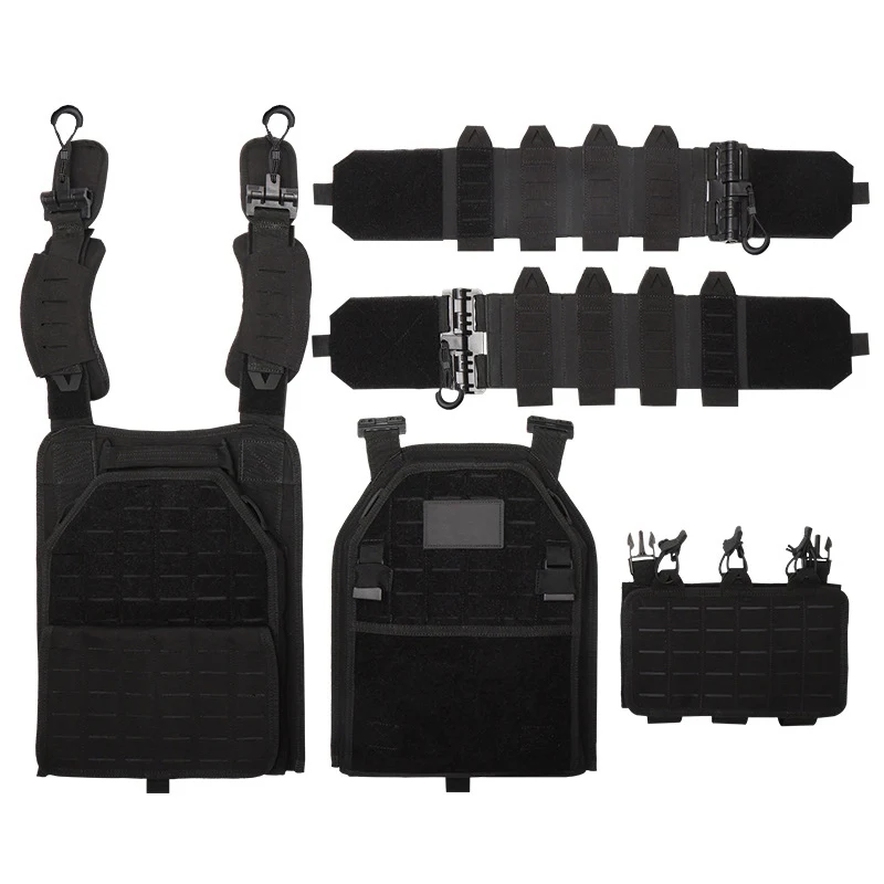 YAKEDA Tactical Vest 6094 Fast Detachable Light Laser Cut Outdoor Hunting Black Gear Carry Vest of High Quality 1000D Nylon