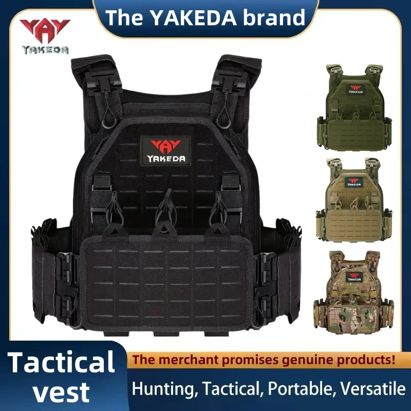 YAKEDA Tactical Vest 6094 Fast Detachable Light Laser Cut Outdoor Hunting Black Gear Carry Vest of High Quality 1000D Nylon