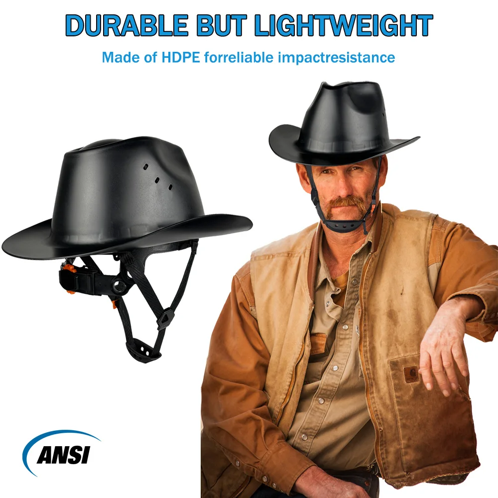 Cowboy Safety Hard Hat ANSI Z89.1 Class C Vented Full Brim Helmet for Outdoor Construction Industrial Use