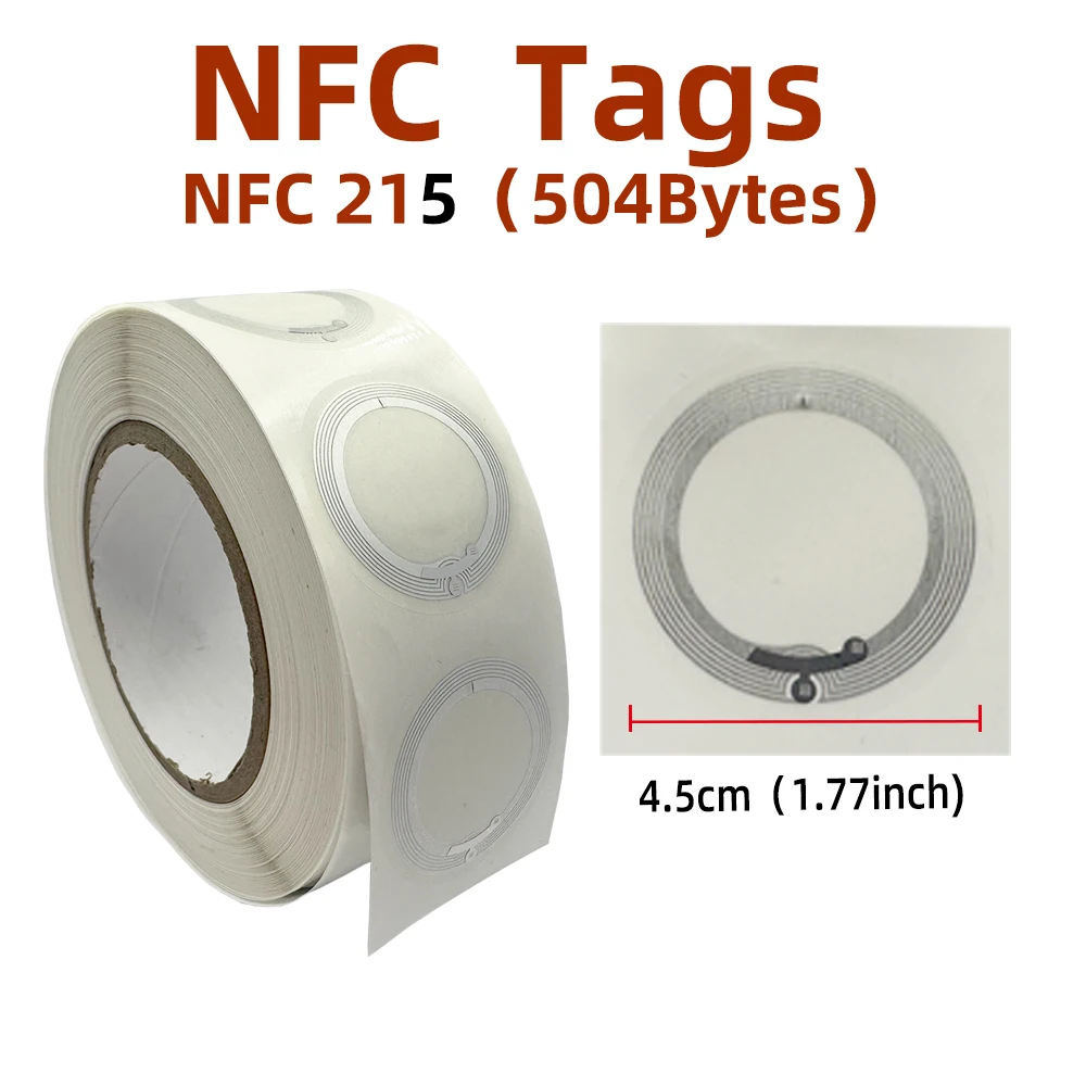 nfc Anti metal Tag NFC Tags Rotundity 45mm 13.56MHz nfc215 Stickers Universal Lable Ntag215 Chip RFID for all NFC enabled phones