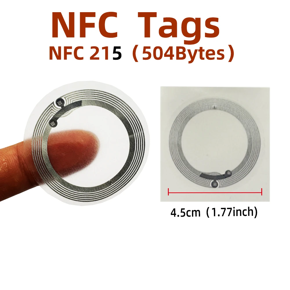 nfc Anti metal Tag NFC Tags Rotundity 45mm 13.56MHz nfc215 Stickers Universal Lable Ntag215 Chip RFID for all NFC enabled phones