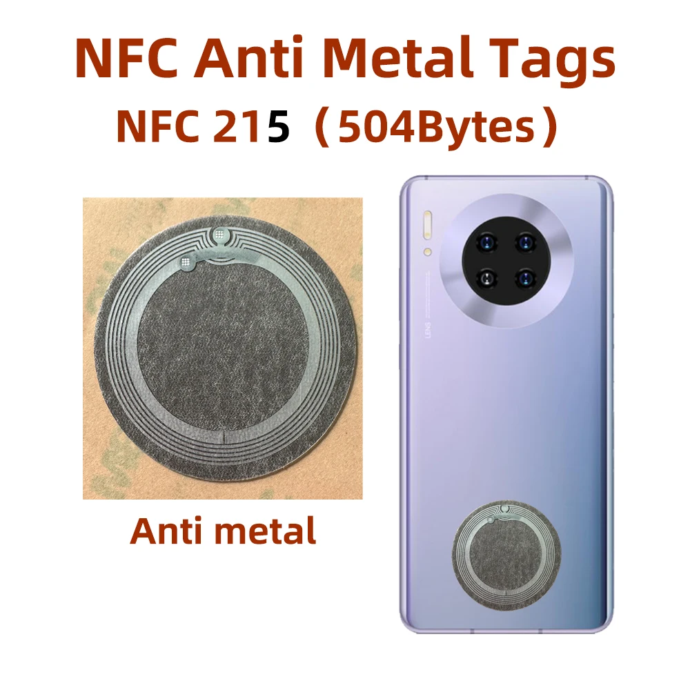 nfc Anti metal Tag NFC Tags Rotundity 45mm 13.56MHz nfc215 Stickers Universal Lable Ntag215 Chip RFID for all NFC enabled phones