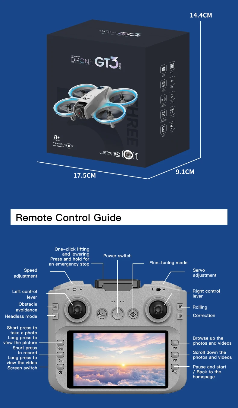 Mini Drone 2026 GT3/GT3 MAX Drone 8K HD Remote Control Headless Mode Helicopter 360° Flip Quadcopter Toys Fors Kid Toy Gifts