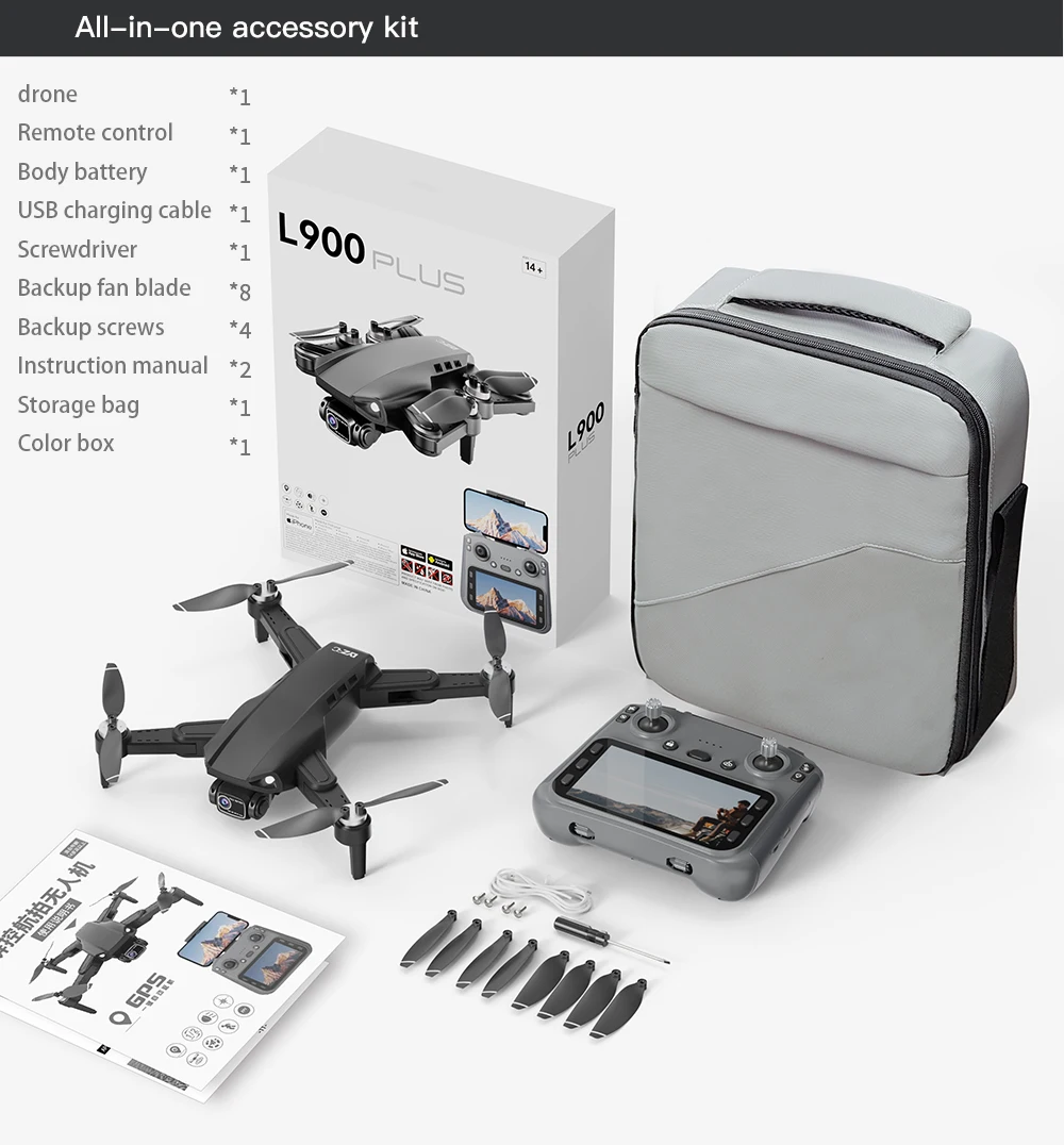New L900 PLUS 4K Professional Drone With HD Camera Photography GPS Dron Brushless 5G WIFI Screen Remote Control Quadcopter Toys