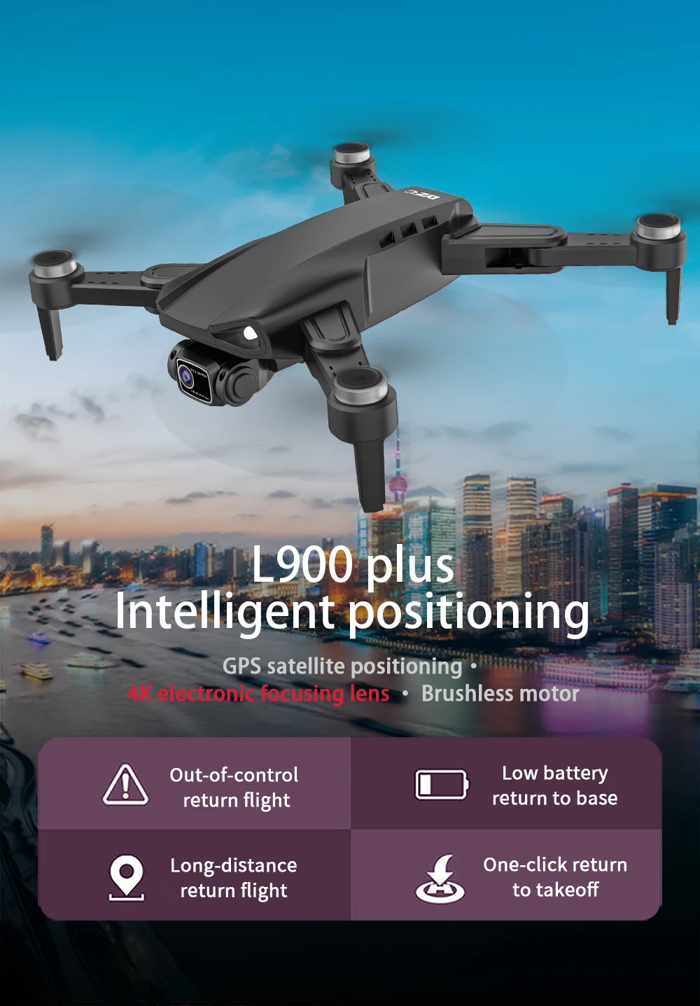 New L900 PLUS 4K Professional Drone With HD Camera Photography GPS Dron Brushless 5G WIFI Screen Remote Control Quadcopter Toys
