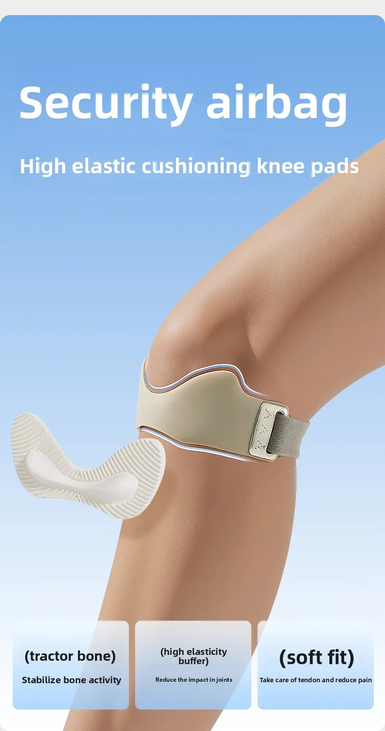 Airbag Silicone Patella Knee Strap, Breathable Professional Knee Brace for Running Cycling Gym Absorbing Prevent Sports Injury