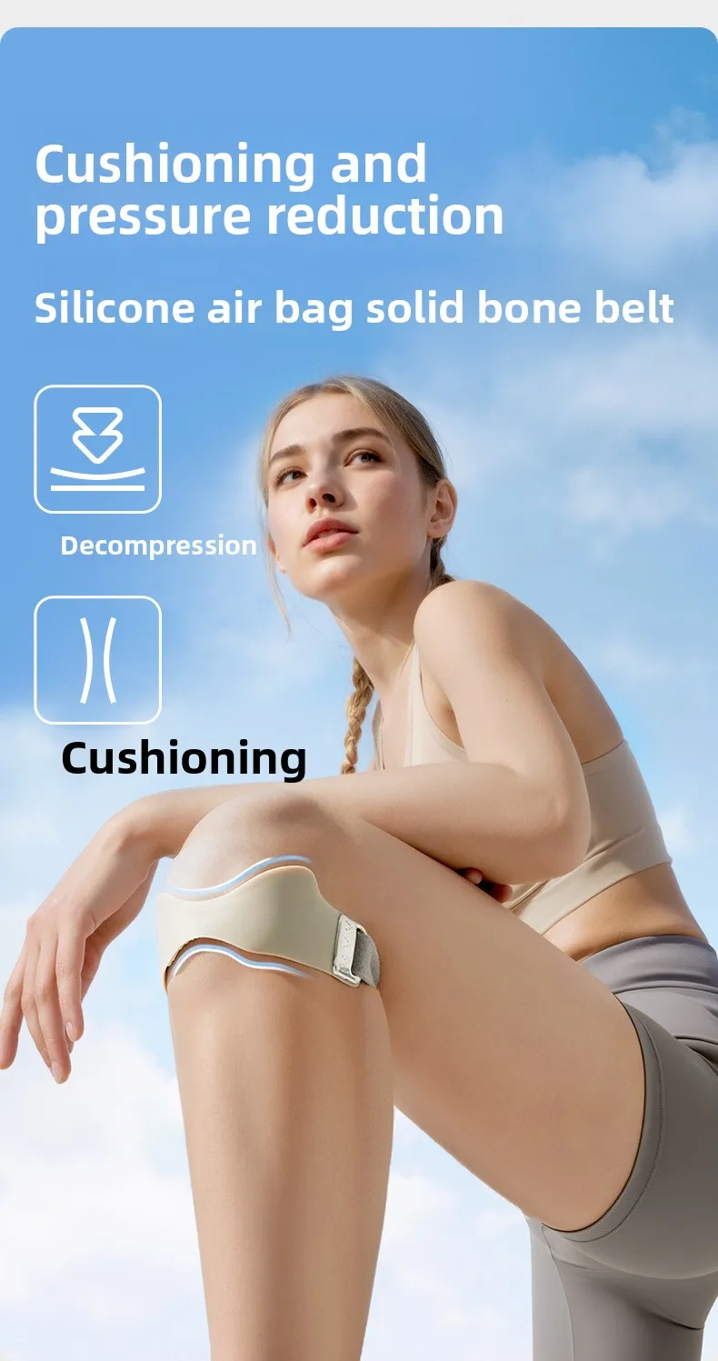 Airbag Silicone Patella Knee Strap, Breathable Professional Knee Brace for Running Cycling Gym Absorbing Prevent Sports Injury