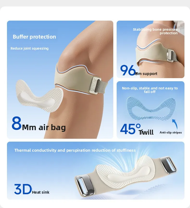 Airbag Silicone Patella Knee Strap, Breathable Professional Knee Brace for Running Cycling Gym Absorbing Prevent Sports Injury