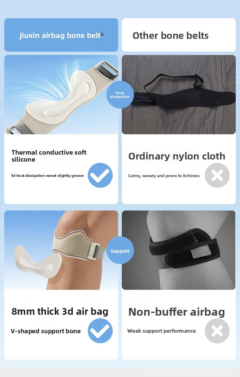 Airbag Silicone Patella Knee Strap, Breathable Professional Knee Brace for Running Cycling Gym Absorbing Prevent Sports Injury