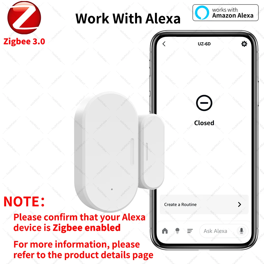 Zigbee 3.0 Door Window Sensor UZ-5D Compatible with SmartLife Work With Yandex Alexa Zigbee2MQTT ZHA HomeAssistant