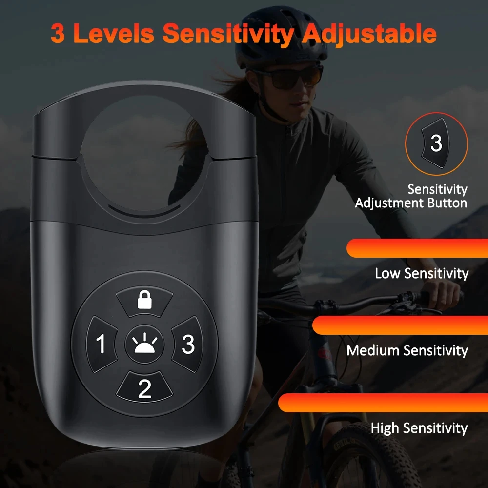 Bicycle Password Anti-theft Alarm Taillight 105dB Loud Burglar Alarm IPX6 Waterproof 4 Lighting Mode Bike Brake Warning Light