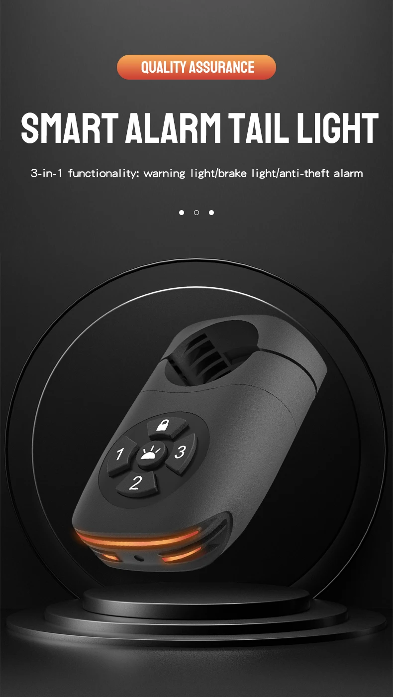 Bicycle Password Anti-theft Alarm Taillight 105dB Loud Burglar Alarm IPX6 Waterproof 4 Lighting Mode Bike Brake Warning Light