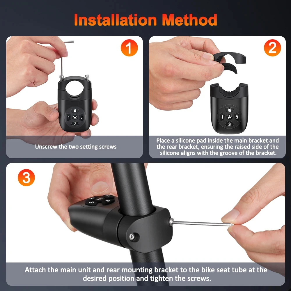 Bicycle Password Anti-theft Alarm Taillight 105dB Loud Burglar Alarm IPX6 Waterproof 4 Lighting Mode Bike Brake Warning Light