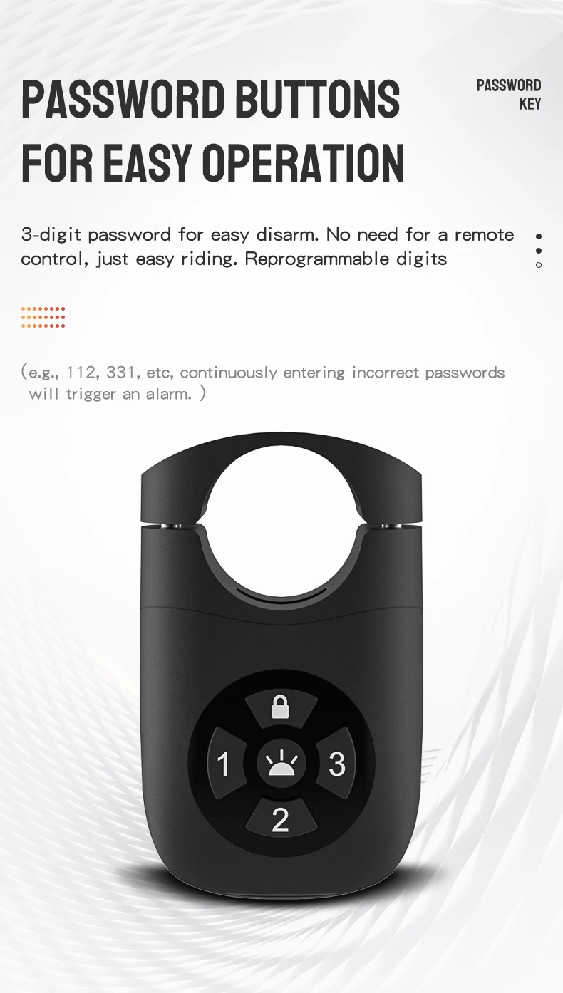 Bicycle Password Anti-theft Alarm Taillight 105dB Loud Burglar Alarm IPX6 Waterproof 4 Lighting Mode Bike Brake Warning Light