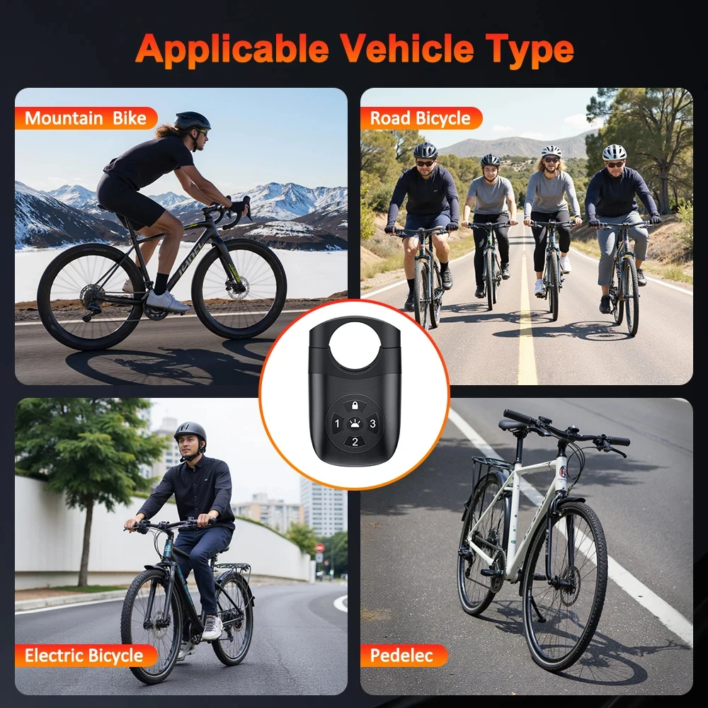 Bicycle Password Anti-theft Alarm Taillight 105dB Loud Burglar Alarm IPX6 Waterproof 4 Lighting Mode Bike Brake Warning Light
