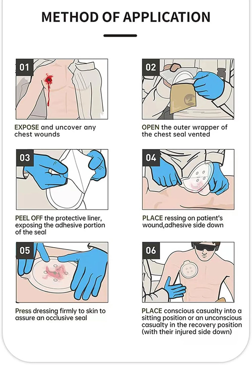 Emergencies Trauma Sticker Chest Seal Vented Medically Outdoor Tool Medically Chest Seal Vented Dressing Bandage