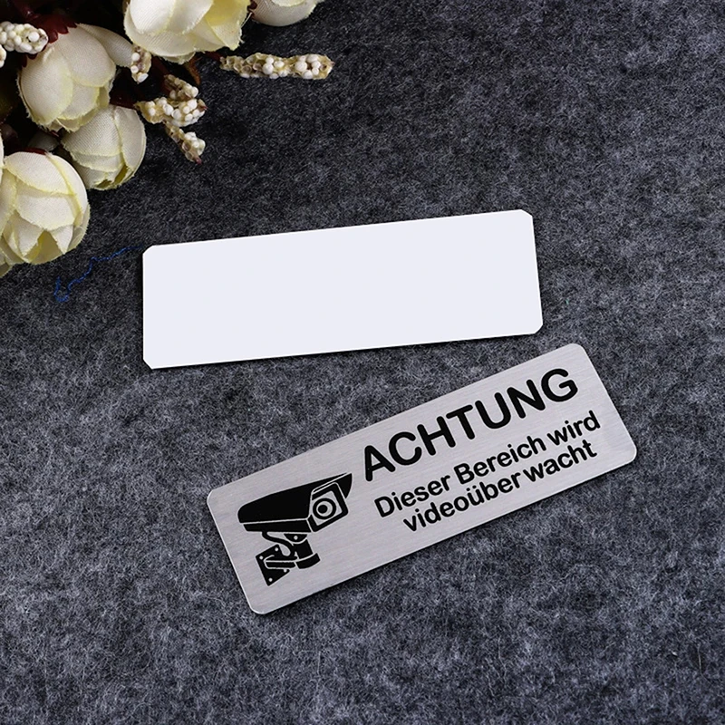 1pcs Aluminum Watch Video Surveillance Warning Sign Private Camera Surveillancewith Sticker With Tape