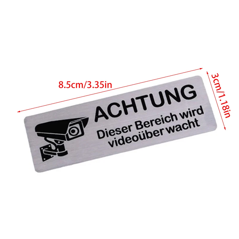 1pcs Aluminum Watch Video Surveillance Warning Sign Private Camera Surveillancewith Sticker With Tape