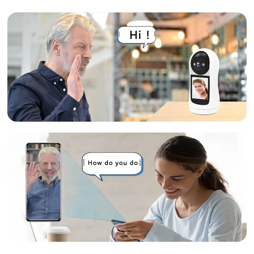 2K Home Baby Monitor with 2.8' IPS Screen PTZ WiFi Indoor 5MP Security Cam with Human Tracking Two-Way Audio Video Call ICsee