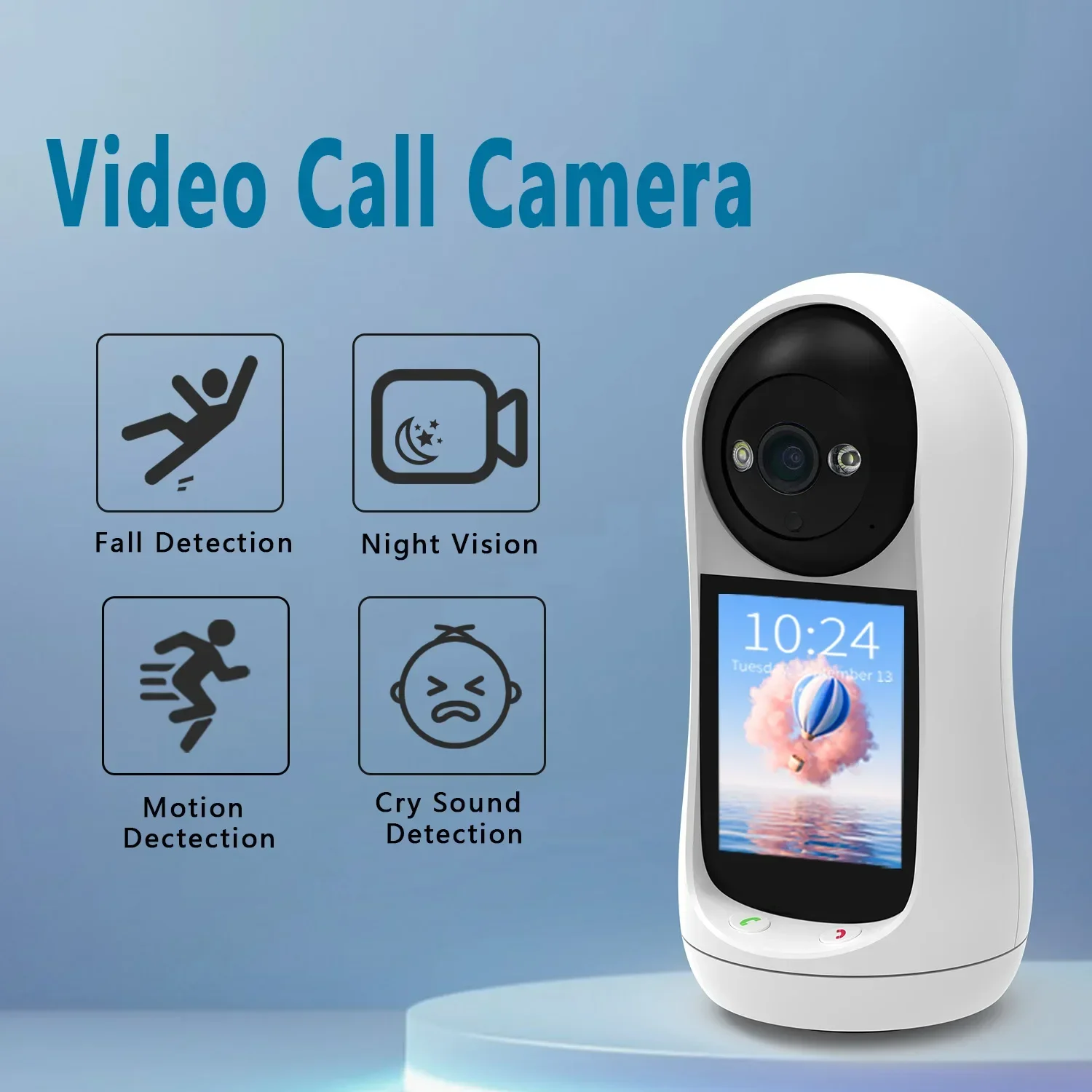 2K Home Baby Monitor with 2.8' IPS Screen PTZ WiFi Indoor 5MP Security Cam with Human Tracking Two-Way Audio Video Call ICsee