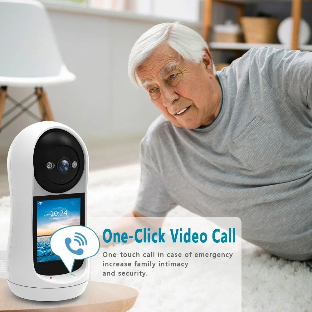 2K Home Baby Monitor with 2.8' IPS Screen PTZ WiFi Indoor 5MP Security Cam with Human Tracking Two-Way Audio Video Call ICsee