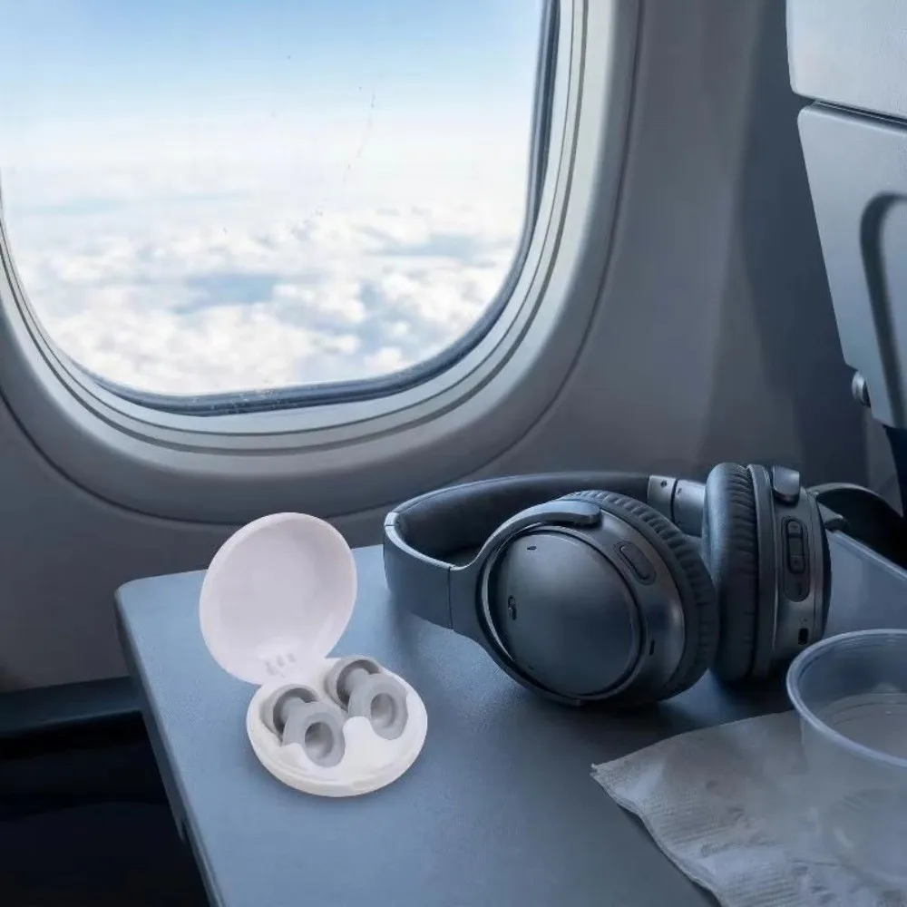 1 Box Silicone Earplugs Silicone Material Insulation Noise Reduction Earplugs Noise Reduction Insulation Earplugs Airplane