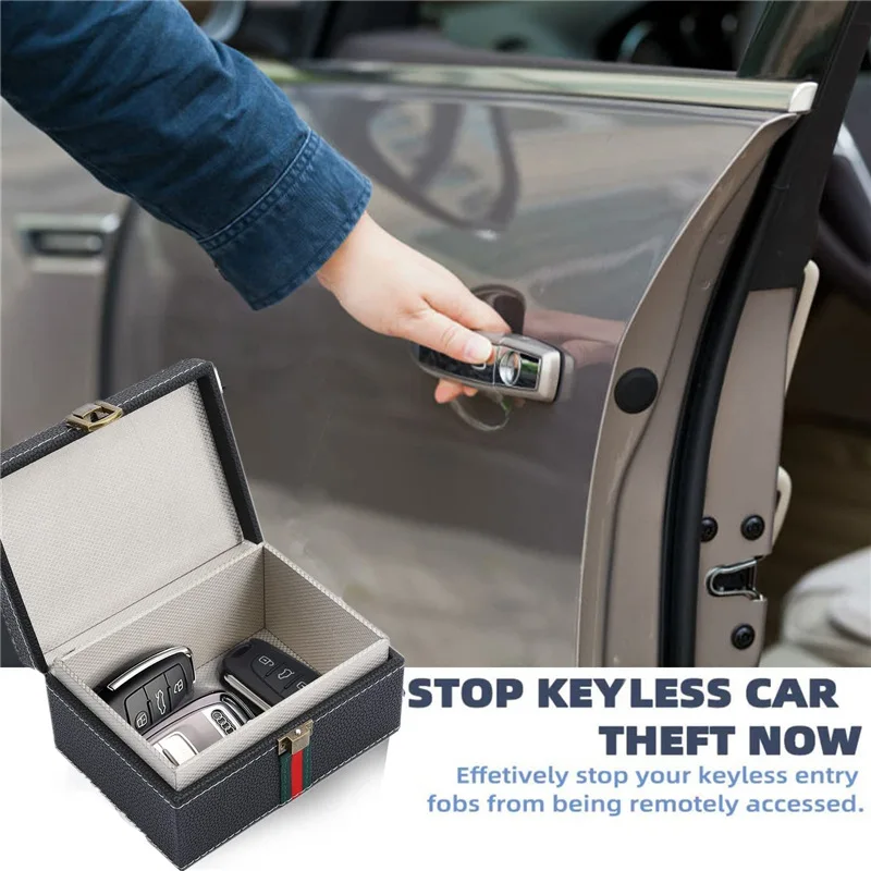 Faraday Box with Faraday Bags for Car Keys Car Key Signal Blocking Box Keyless Entry Car Key Safe Protector Anti-Theft Shielding
