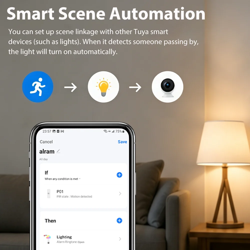 Tuya WiFi PIR Motion Sensor Smart Home Human Body Infrared Detector for Home Safety SmartLife Real-time Monitoring Support Alexa