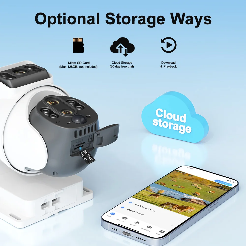 XIAOVV WiFi Solar Camera Dual Lenses Outdoor 8MP Low Power Battery IP Camera PIR Night Vision Wireless Security Camera