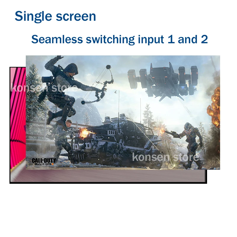 2 Port HDMI Multi-Viewer 2x1 with PIP Mode 1080P 60Hz HDMI Video Seamless Switch 2 in 1 out with Remote for Camera Laptop PC TV