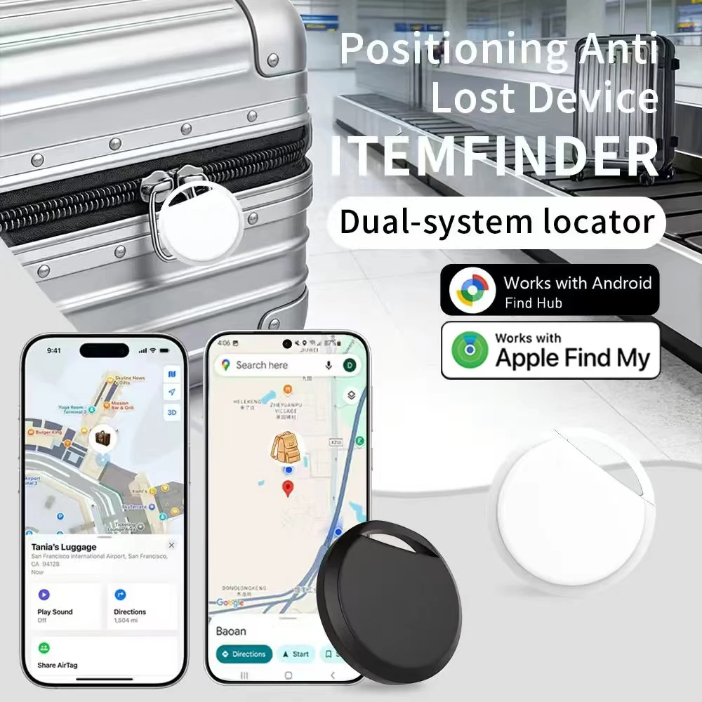 Bluetooth Smart Tag Dual OS Compatible with Apple Find My & Google Find Hub Anti-Lost Item Finder for Keys Wallet Luggage Pets
