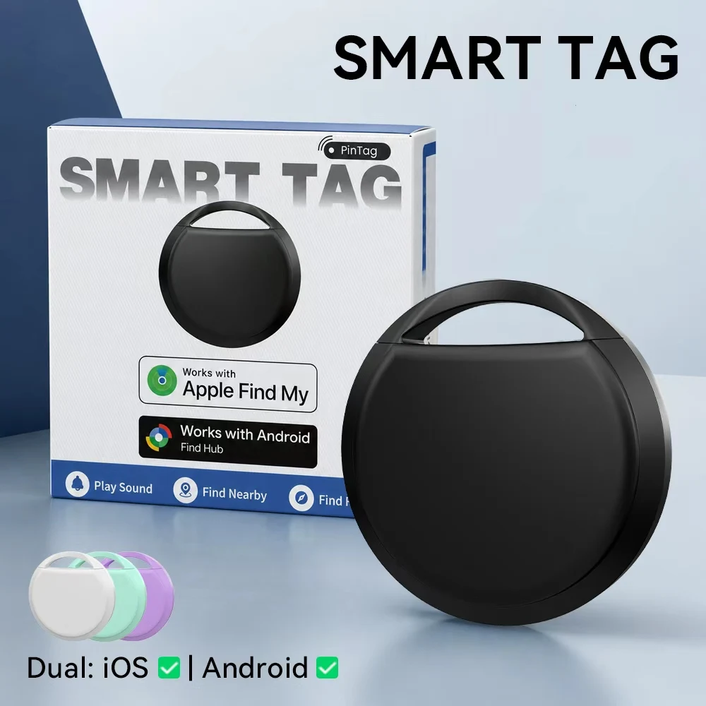 Bluetooth Smart Tag Dual OS Compatible with Apple Find My & Google Find Hub Anti-Lost Item Finder for Keys Wallet Luggage Pets