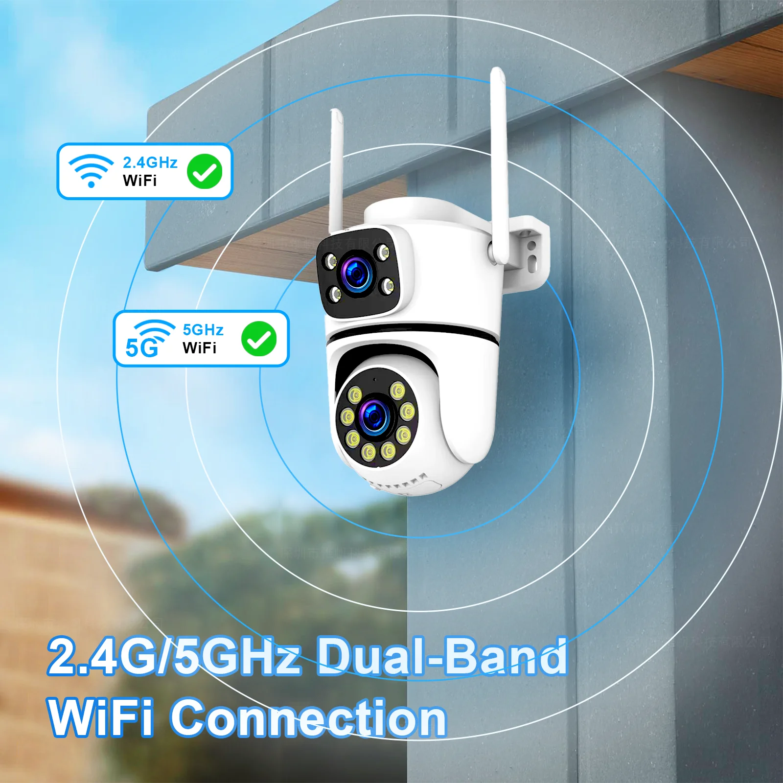 Tuya 4K WiFi Surveillance Camera 5G Wifi Outdoor 5K Dual Lens PTZ IP Cameras Auto Tracking ONVIF Security CCTV Camera with Alexa