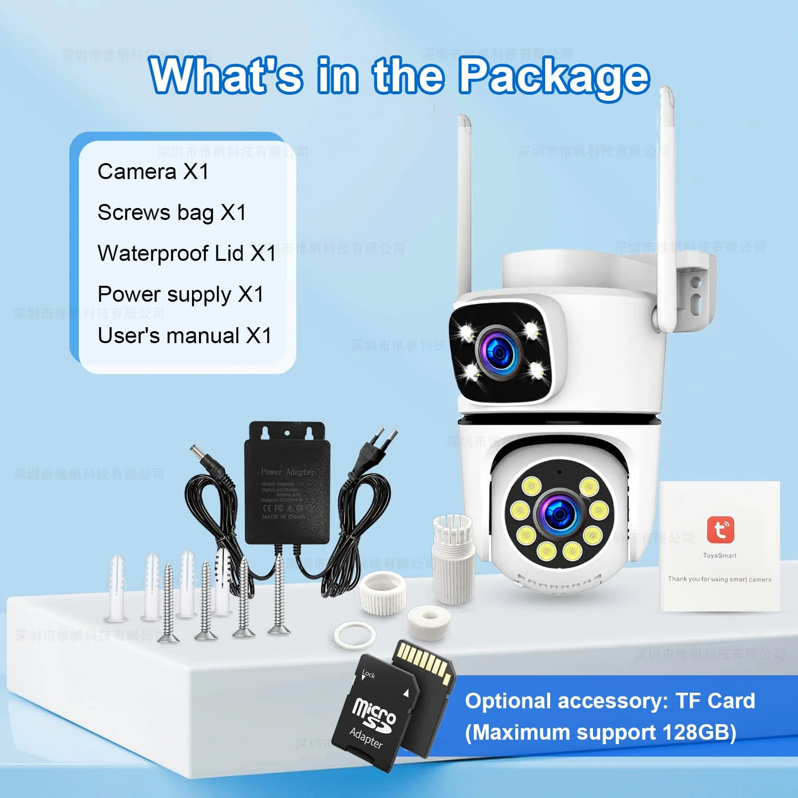 Tuya 4K WiFi Surveillance Camera 5G Wifi Outdoor 5K Dual Lens PTZ IP Cameras Auto Tracking ONVIF Security CCTV Camera with Alexa