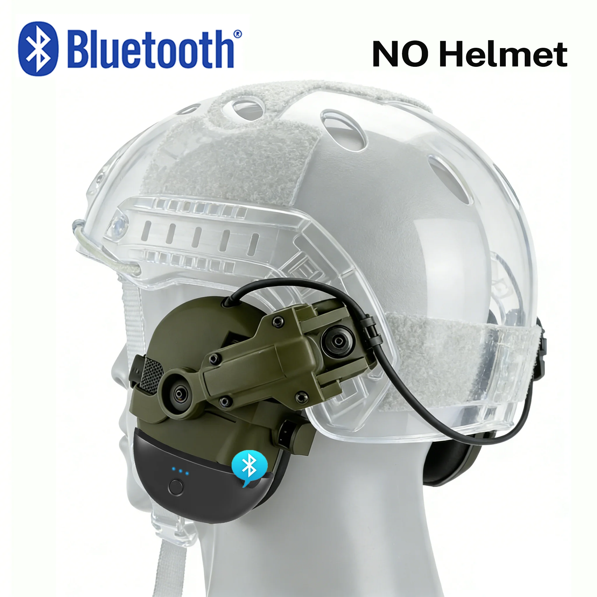 Tactical Electronic Anti-noise Shooting Headset with Bluetooth Adapter (Optional), Hearing Protection Hunting Earmuffs