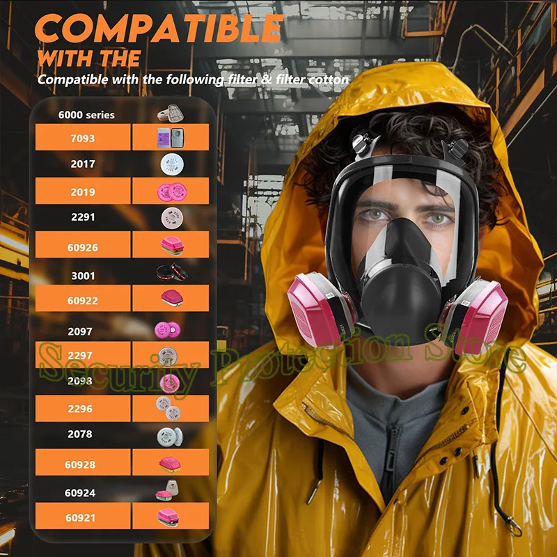 6800 Full Face Respirator Gas Mask Reusable Respirator Mask with Filters 60921 2097 Anti-fog Paint Spray Dust Chemicals