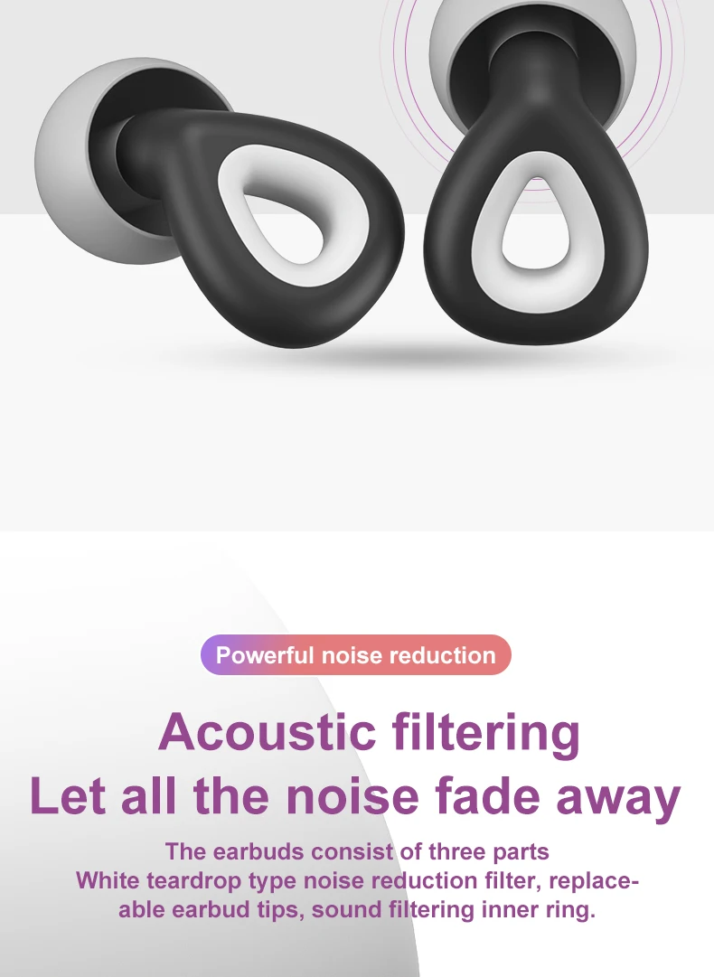 HUAK Silicone Earplugs for Swimming Sleep Noise Cancel Noise Reduction-Soundproof Reduce Disturbances -Quality Earplugs