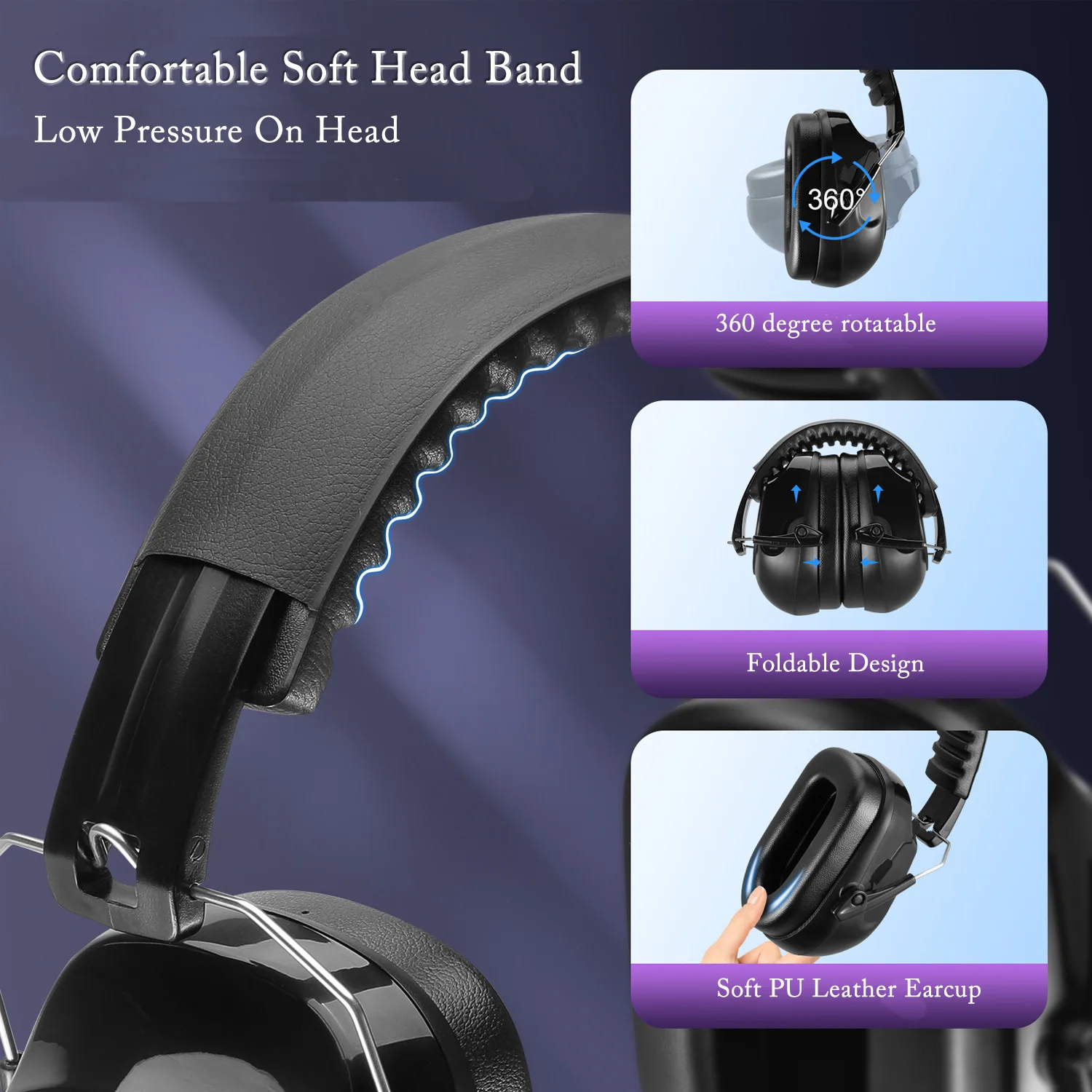 New Anti-Noise Adjustable Head Earmuffs SNR-34dB Ear Protector Ear Muff For Work Study Shooting Woodwork Hearing Protection