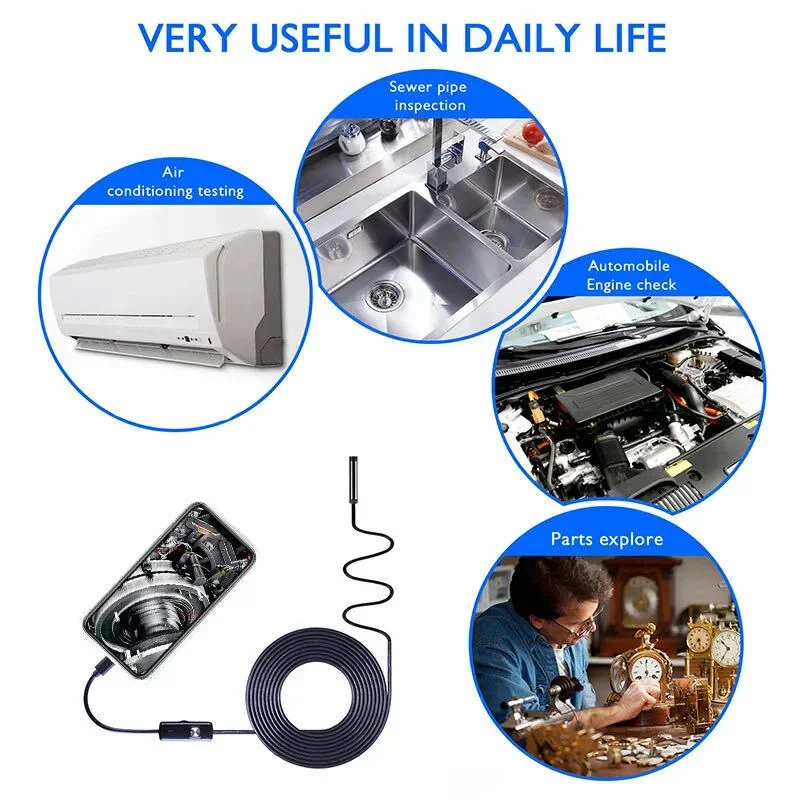 720P HD 8mm Type-C USB Endoscope Camera, IP67 Waterproof Snake Borescope Inspection Scope for Android OTG Phone PC, Car Sewer