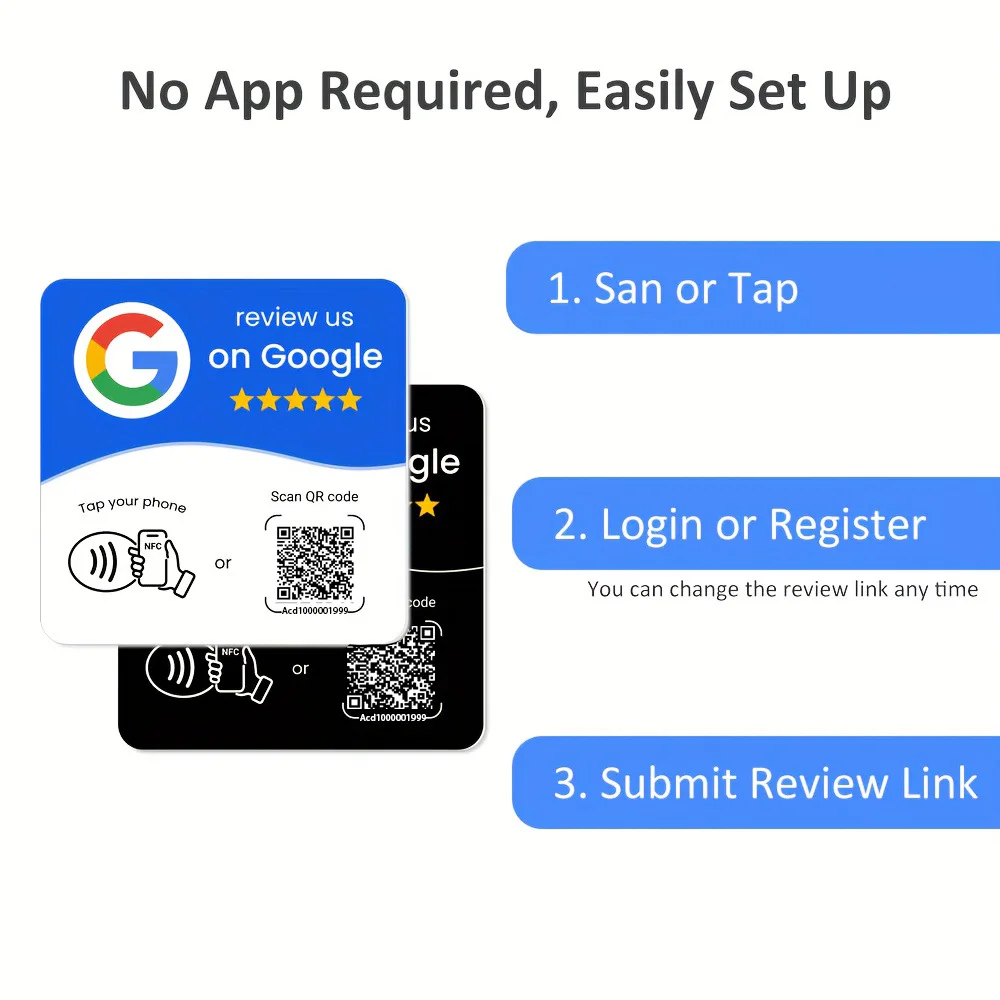 New Programmable NFC 215 Square Stand Card For Google Review Card NFC Station Table 13.56Mhz QR Code Editable Standing Card