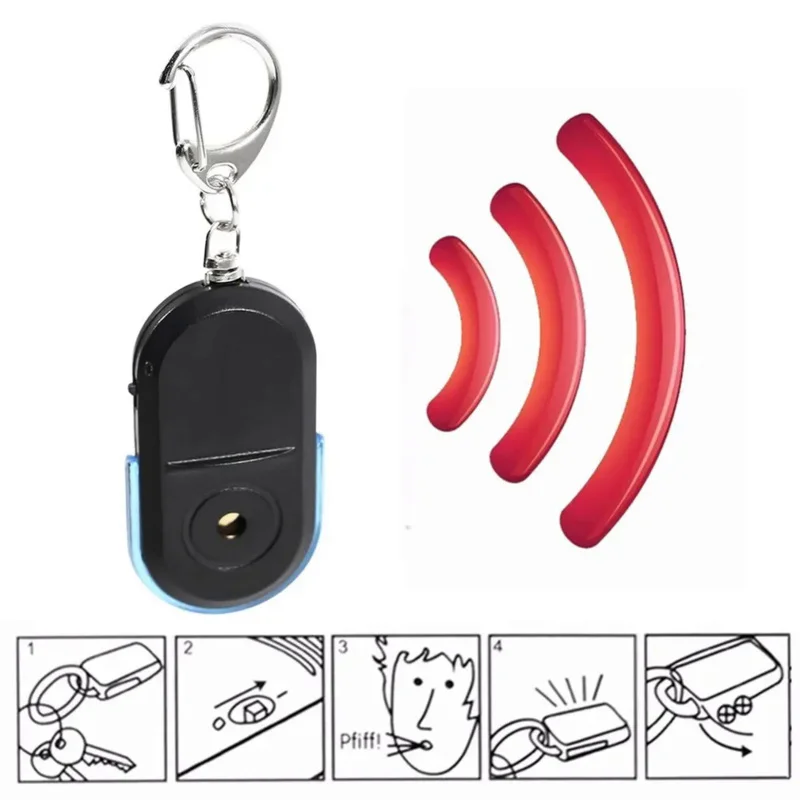 1pcs Anti-Lost Key Finder Smart Find Locator Keychain Whistle Beep Sound Control LED Torch Portable Car Key Finder