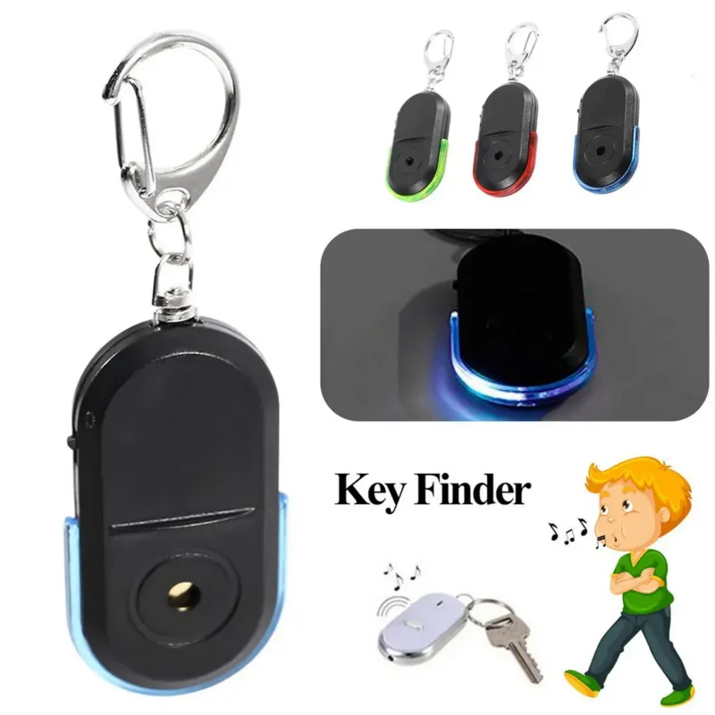 1pcs Anti-Lost Key Finder Smart Find Locator Keychain Whistle Beep Sound Control LED Torch Portable Car Key Finder