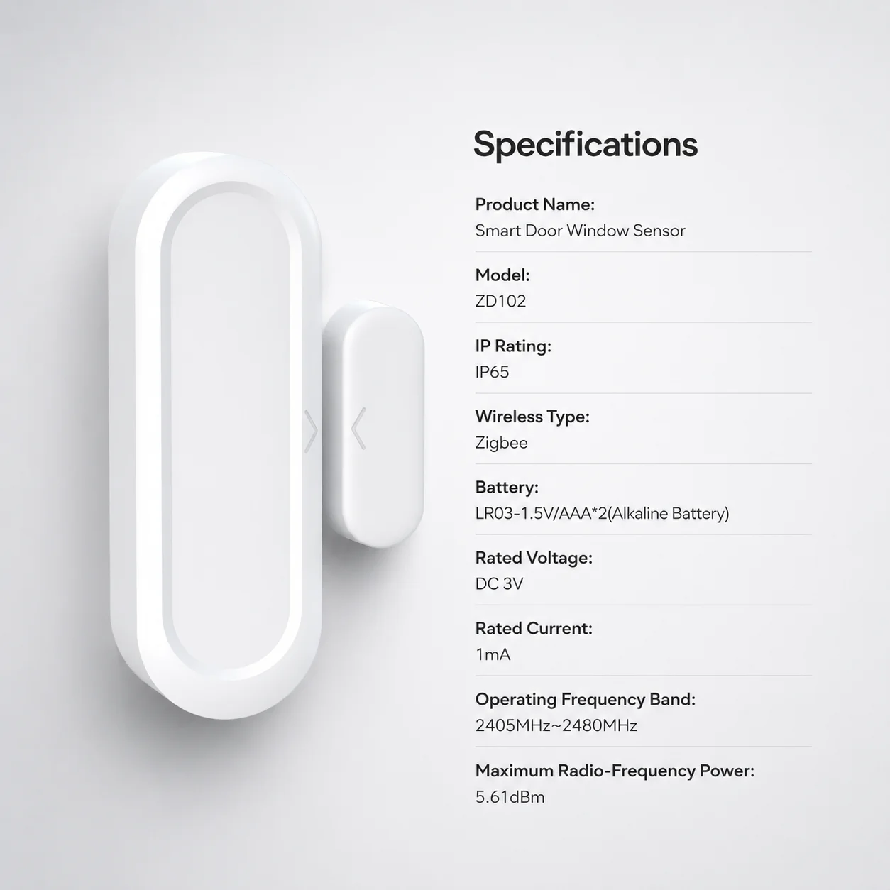 Zigbee Door Window IP65 Waterproof Detector Wireless Magnetic Contact Security Sensor APP Notification Alarm Zigbee Hub Required