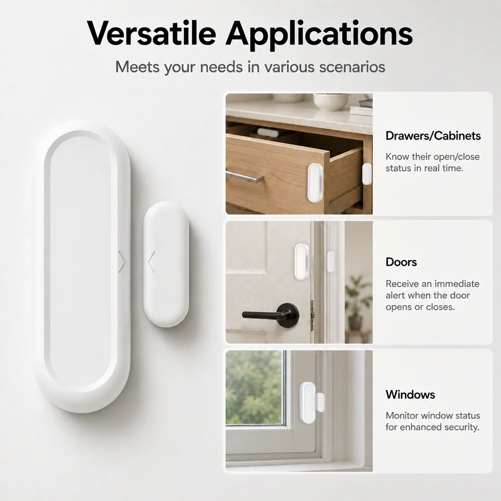 Zigbee Door Window IP65 Waterproof Detector Wireless Magnetic Contact Security Sensor APP Notification Alarm Zigbee Hub Required